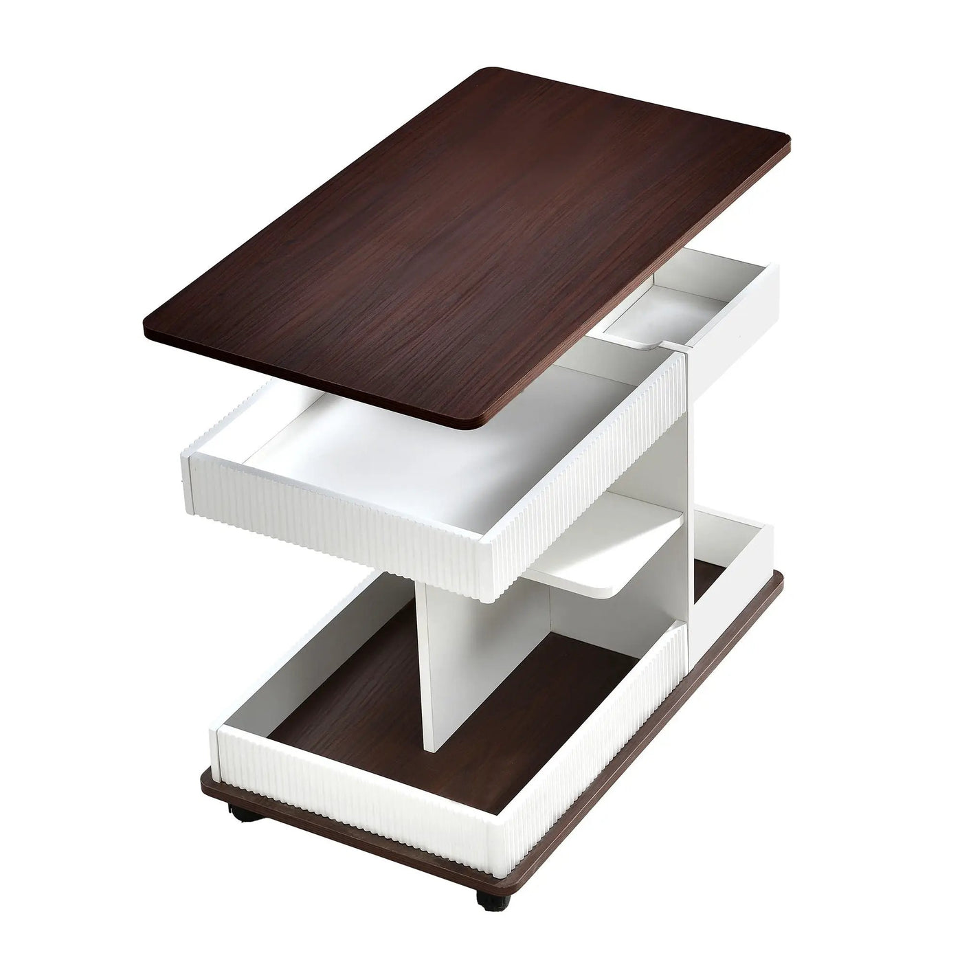 Adjustable End Table With Wheels, 360°Rotating Top And Storage Space by HouseOfZazla