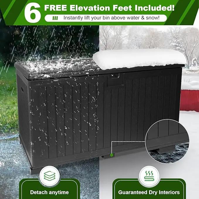 260 Gallon Outdoor Storage Box Waterproof, Extra Large Plastic Outside Deck Box Weatherproof, Resin Patio Storage Bin with Lock and Lids for Pool Equipment, Cushion, Black by GreenHaven Gardens