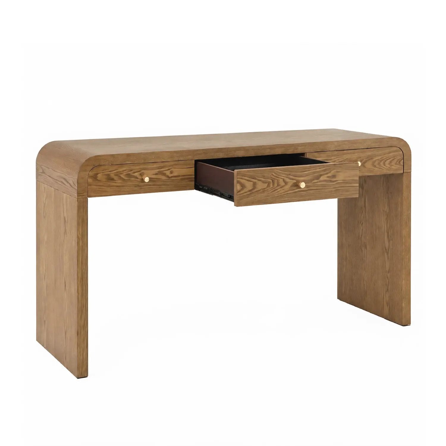 Walnut Curved Design 3-Drawer Long Console Table by HouseOfZazla