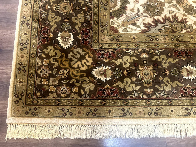 Indo Persian Mahal Rug 8x10, Floral Traditional Wool Oriental Carpet by Jewel Rugs