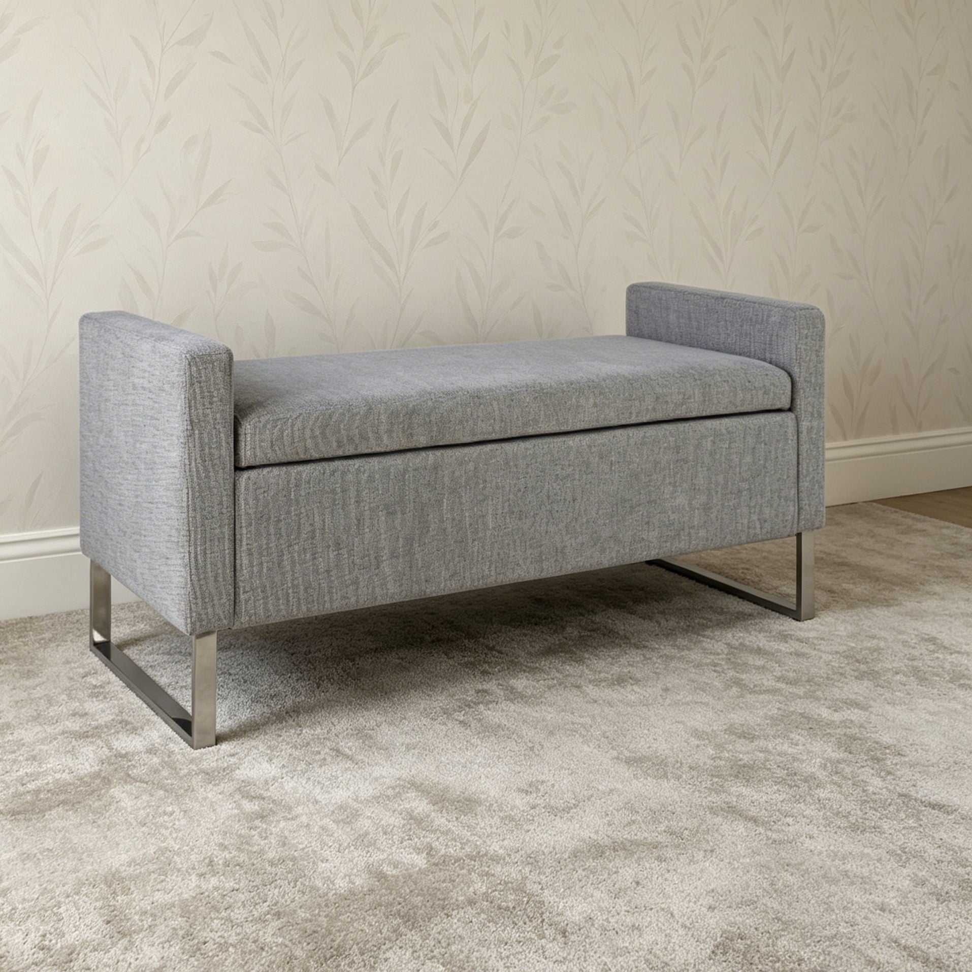 Upholstered Ottoman Bench With Storage - Dark Gray by HouseOfZazla