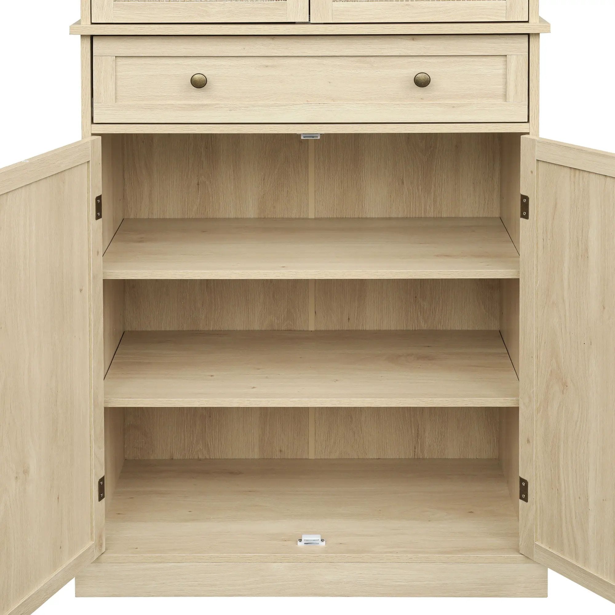 4 Door Storage Cabinet With 1 Drawer And 4 Adjustable Inner Shelves - Natural by HouseOfZazla
