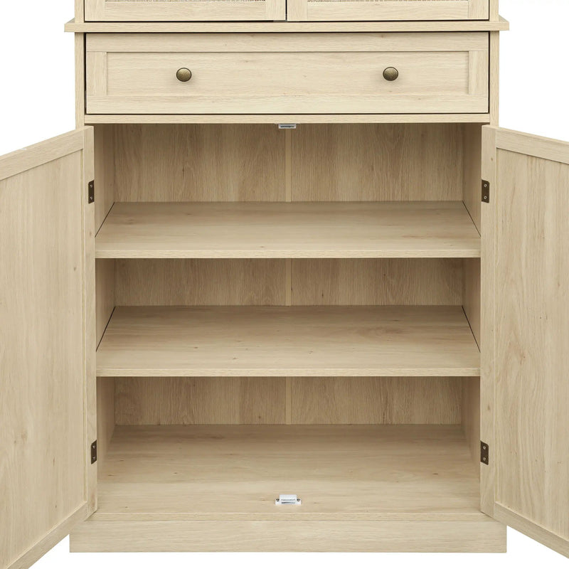 4 Door Storage Cabinet With 1 Drawer And 4 Adjustable Inner Shelves - Natural by HouseOfZazla