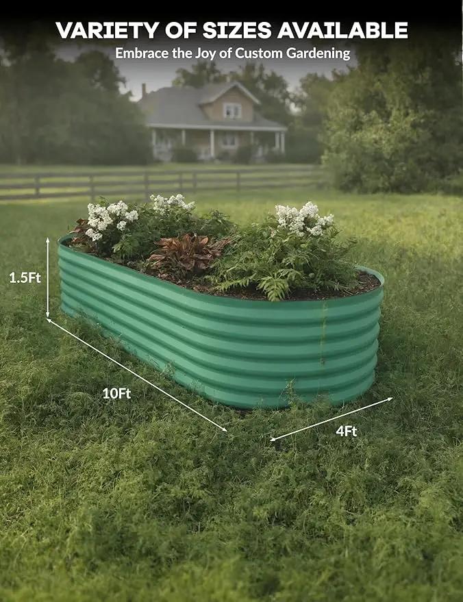 2 Pcs Raised Garden Beds Outdoor 10x4x1.5ft - Galvanized Steel Planter Box for Vegetables, Flowers, Rust-Resistant Garden Box, Easy Assembly Raised Beds, Durable Planters for Outdoor Plants, Green by GreenHaven Gardens