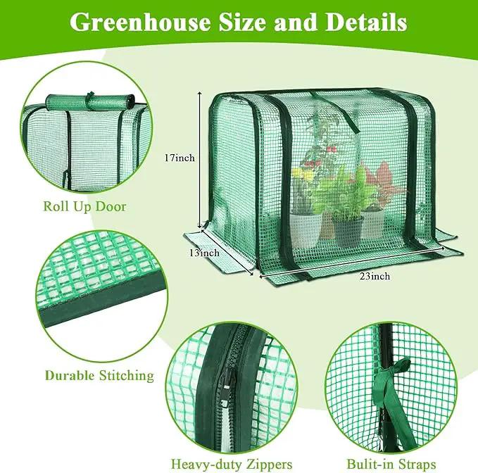 U'Artlines Portable Mini Greenhouse Small Green House with Waterproof Pad 23x13x17 Inch Plant Cover Tent for Garden Small Plants Indoor Outdoor, Green PE by GreenHaven Gardens