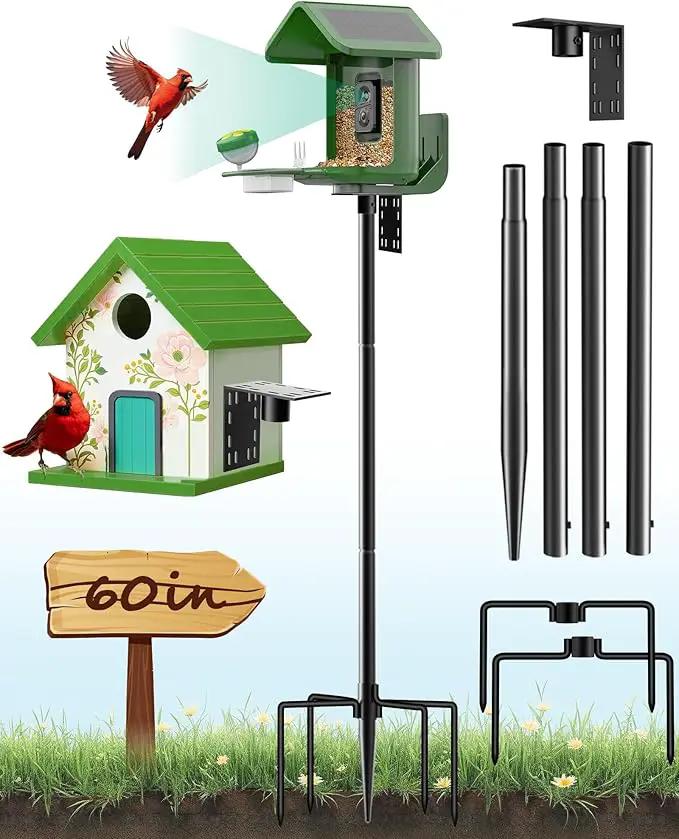 Bird Feeder Pole – 60 Inch Height Bird House Pole with 1-Inch Dia Heavy Duty for Birdfeeders, Feeding Stand with Mount Kit for Outdoor, Slip-Fit Connection by GreenHaven Gardens