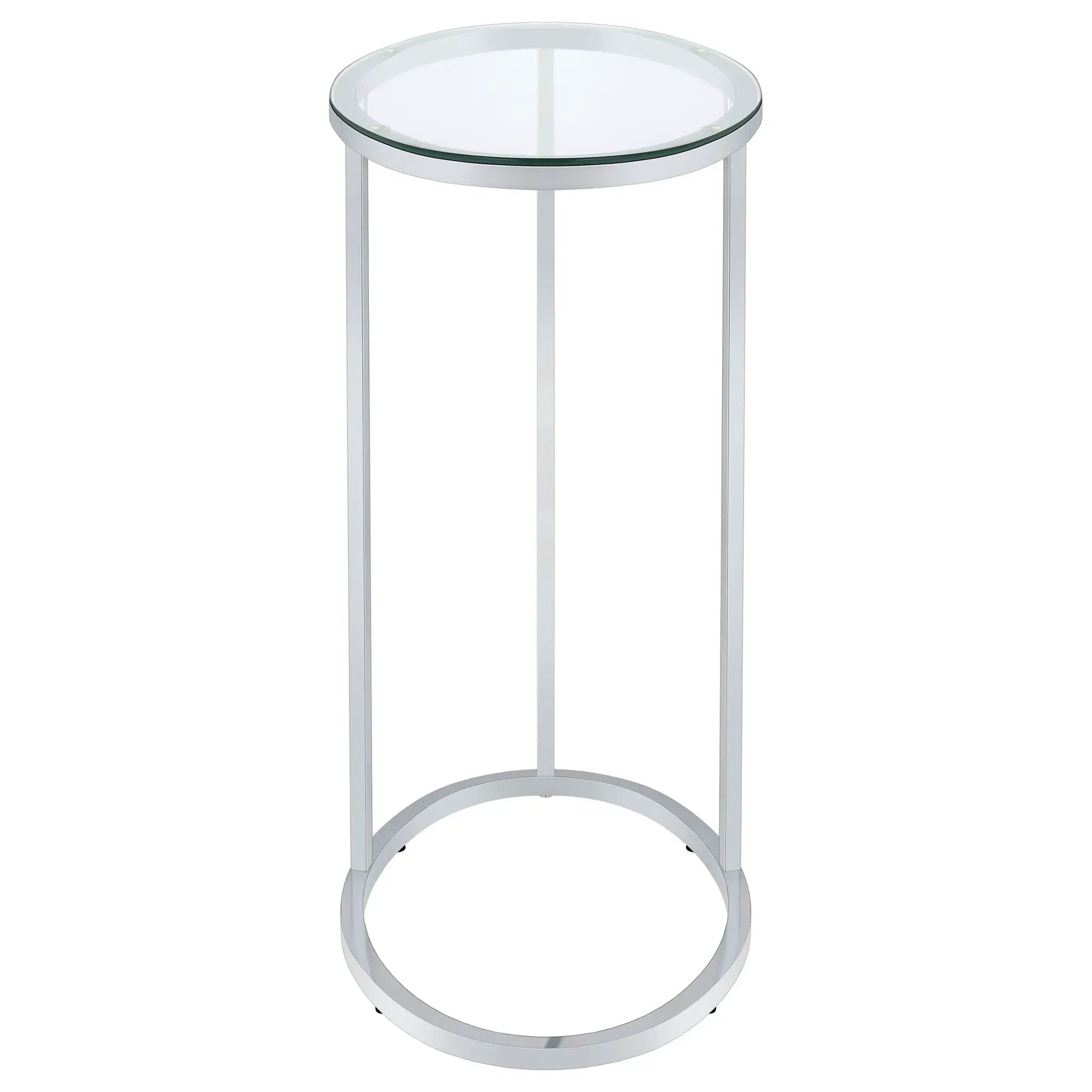 Kyle Oval Glass Top C-Shaped Sofa Side Table Chrome by Unique Piece Furniture