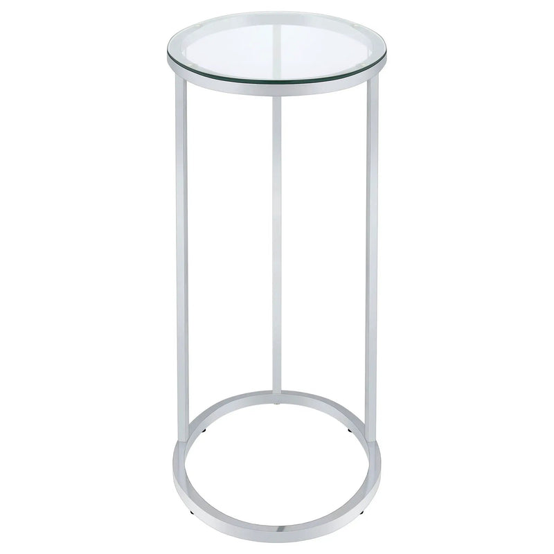 Kyle Oval Glass Top C-Shaped Sofa Side Table Chrome by Unique Piece Furniture