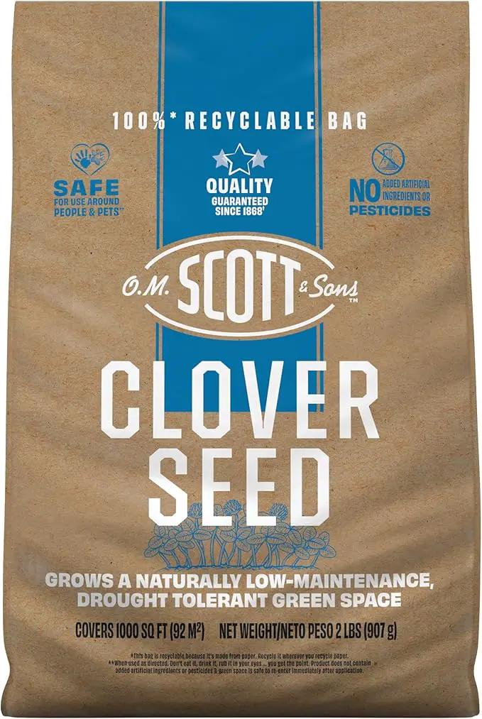 O.M. Scott and Sons Clover Seed, Lawn Seed Grows a Naturally Low Maintenance, Drought-Tolerant Lawn, 1,000 sq. ft., 2 lb. by GreenHaven Gardens