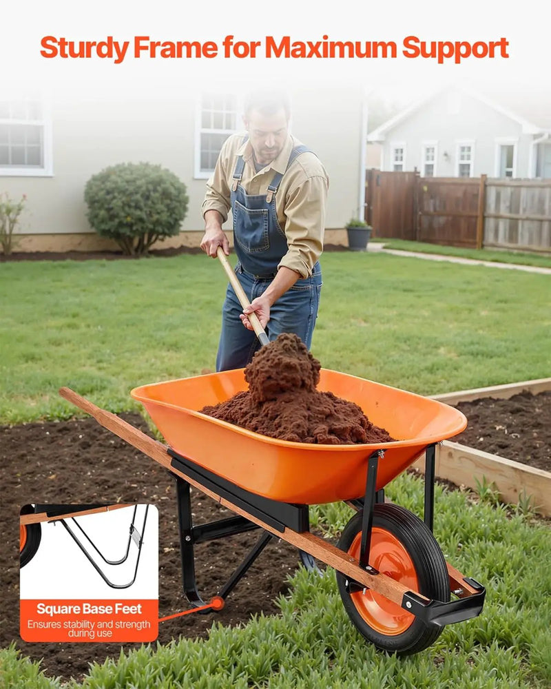 VEVOR Wheelbarrow Cart, 5 Cu. Ft. Load & 265 lbs Capacity, One Wheel Garden Dump Cart, Garden Wagon with Metal Handle & 16" Wide Track Wheels, Easy Loading Utility Yard Cart & Wagons for Lawn Farm by GreenHaven Gardens