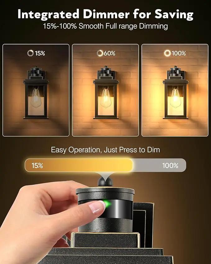 VIANIS 2 Packs Motion Sensor Outdoor Lights for House, Dusk to Dawn Front Porch Light, Black Gold Outdoor Light Fixture Sconce with Tempered Glass for House, Doorway, Entryway,Hardwired, Non-Solar by GreenHaven Gardens