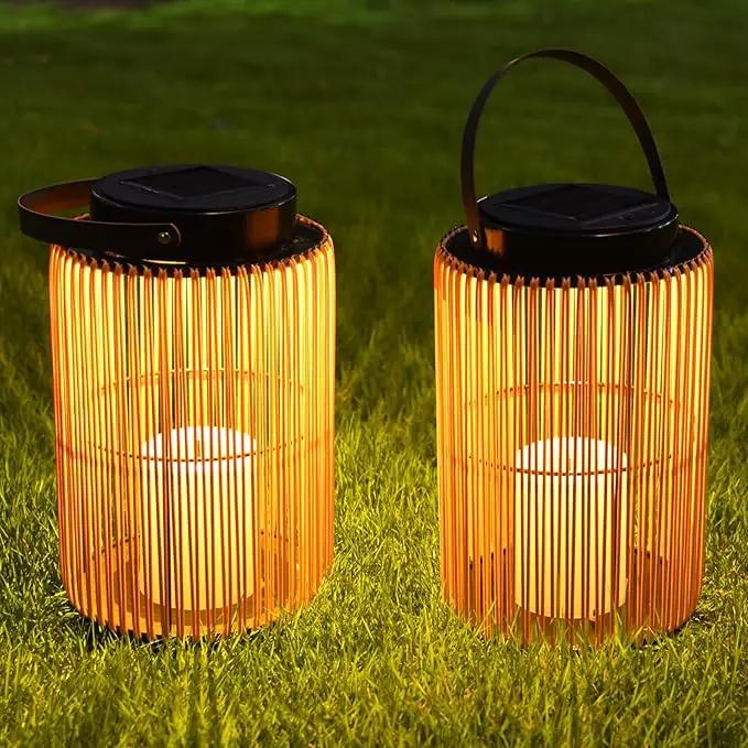 2 Pack Solar Lanterns for Outdoor Waterproof, ZBLUXBZ Outdoor Table Lamp for Outside Hanging Solar Lights, LED Garden Cordless Lights Perfect for Patio and Pathway Lighting (11-inch Height, Yellow) by GreenHaven Gardens