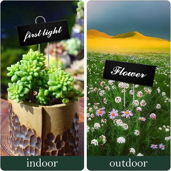 50 Pack Metal Plant Labels for Outdoor Garden Waterproof Plant Markers, Labels Garden Markers for Seedlings Herbs Vegetable Greenhouse Gifts, with Pen - Black by GreenHaven Gardens
