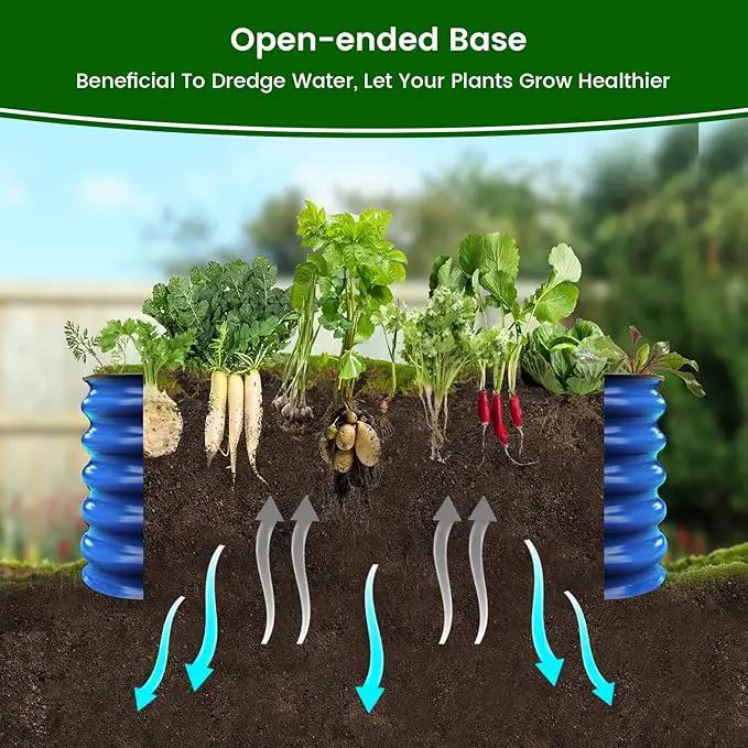 17" Tall, 42" Round Blue Raised Garden Bed Kit, Galvanized Metal Raised Garden Beds Outdoor for Vegetables Flowers,3.5 * 3.5 * 1.4Ft,Cobalt Blue by GreenHaven Gardens