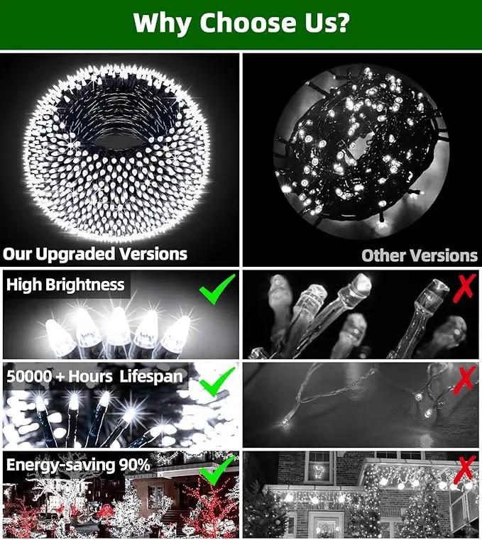 750 LED Outdoor Christmas Lights Decorations, 246ft Green Wire LED Christmas String Lights with Timer Memory, Twinkle Lighs for Indoor Outdoor Xmas Party Christmas Tree Wedding Garden Patio Cool White by GreenHaven Gardens