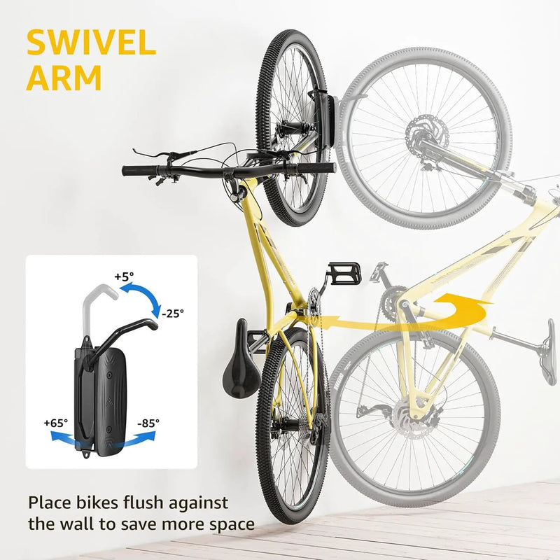 monTEK Swivel Bike Wall Mount, Bike Hangers for Garage, Space-Saving Vertical Bike Rack, Sturdy Bike Storage Rack Holds Up to 66lbs, Easy to Install, 4 Pack by GreenHaven Gardens