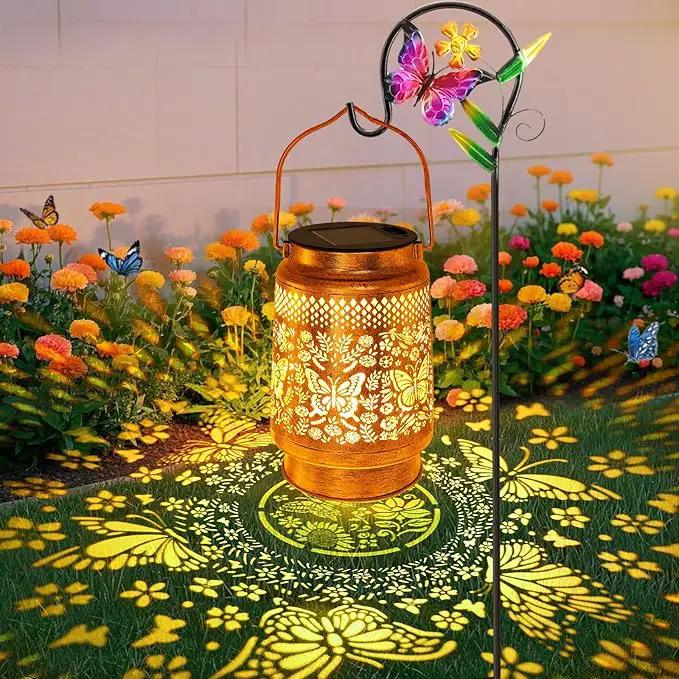 Solar Lanterns Outdoor Garden Decor Butterfly Hanging Lantern Lights, Birthday Gifts for Women Mom Grandma Waterproof Metal Solar Lights LED Decoration with Shepherd Hook for Garden Yard Patio Porch by GreenHaven Gardens
