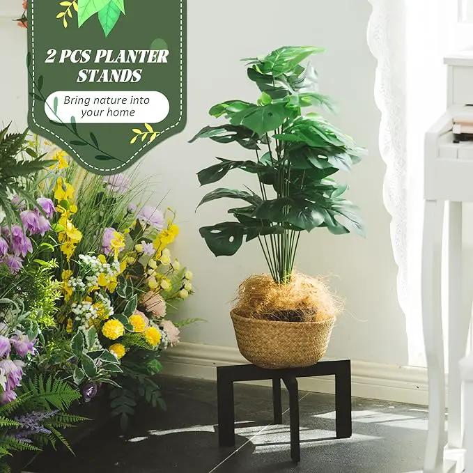 HPC DECOR 2 Pack Wood Plant Stand-Mid Century Modern Planter Stands-Wooden Flower Pot Stands Riser,Low Short Plant Stands Indoor-Modern Minimalist Wooden Stool for Plant Pot Holder, Fit 5-15 Inch Pot. by GreenHaven Gardens