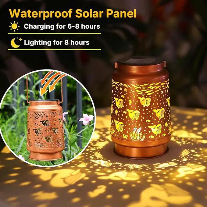 Whale Solar Lanterns Outdoor Waterproof Hanging Sunflower Solar Lights Gifts for Women Men Metal Decorative LED Lanterns Outside for Garden, Yard, Patio, Lawn, Porch, Backyard by GreenHaven Gardens