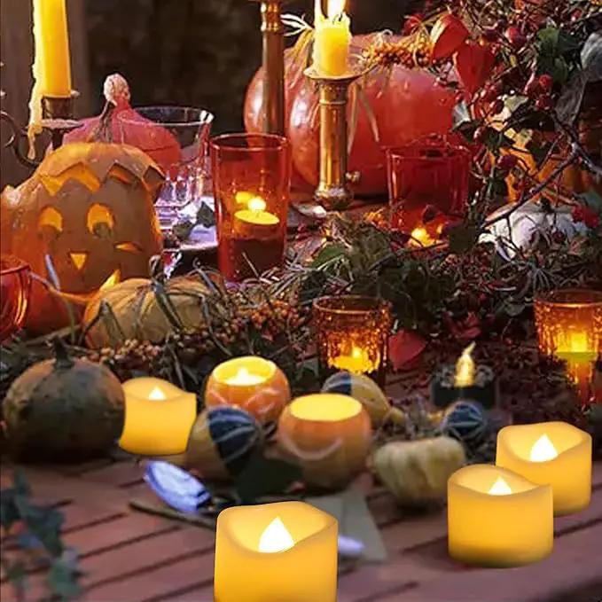 CANDLE CHOICE Battery Operated Flameless Tea Lights Small Bright Flickering LED Electric Fake Votive Tealight Candles Halloween Pumpkin Lights Wedding Christmas Decorations Table Centerpieces 6 PCS by GreenHaven Gardens