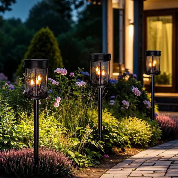 Beautyard Solar Lanterns Outdoor Waterproof Solar Candles Lantern Garden Lanterns Flickering Candle Lantern Lights Outdoor Patio Decor Mothers Day Gifts 2 Packs by GreenHaven Gardens