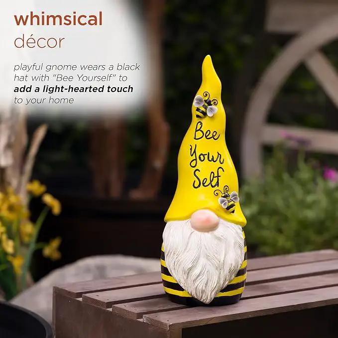 Alpine Corporation 12" H Bee Yourself Indoor/Outdoor Garden Gnome Statue, Yellow/Black by GreenHaven Gardens