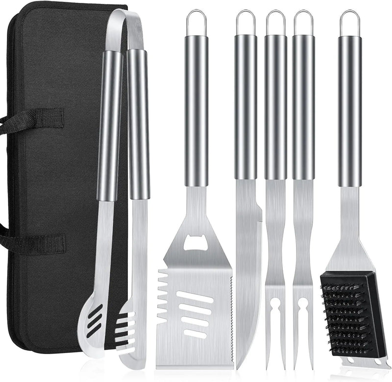 BBQ Grilling Accessories, 16-Inch Stainless Steel BBQ Grill Tools Set for Men, Heavy Duty Grilling Accessories Kit for Camping, Kitchen, Extra Thick Barbecue Utensil by GreenHaven Gardens