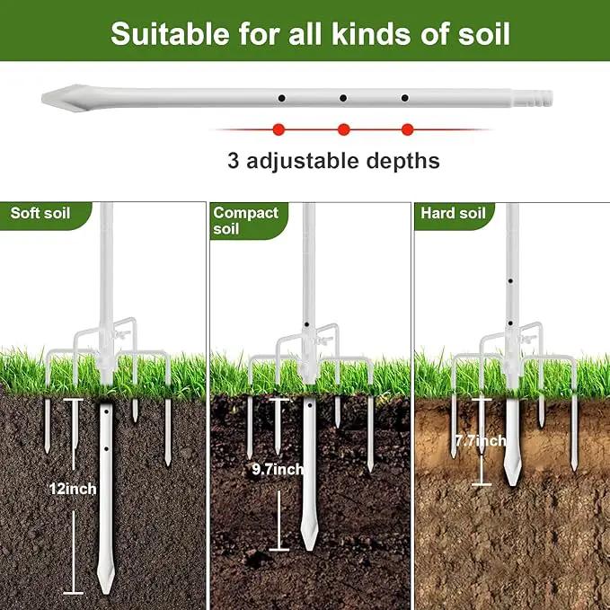 Hummingbird Feeder Pole for Outdoors - Heavy Duty Bird Feeder Stand with Adjustable Stake,62" Rustproof Shepards Poles with Hangers Holder for Birdfeeder,Wind Chimes,Lanterns,Wreaths,White by GreenHaven Gardens