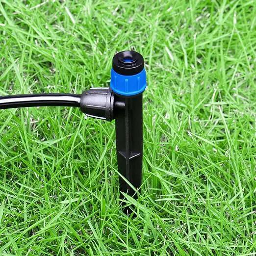 Drip Irrigation Emitters Fittings: Adjustable Irrigation Sprayer for 1/4 inch Drip Tubing Full Circle Vortex Stream Dripper on 5" Arrow Stake Barbed Locked Nuts Connectors (50 Pieces) by GreenHaven Gardens