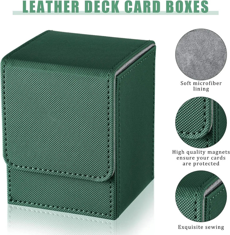 Yookeer 4 Pieces Leather Deck Card Boxes Cards Deck Game Box for Collectible Playing Card Box Compatible with MTG Commander(Black and Red, Green, Blue, Red,Vertical) by GreenHaven Gardens