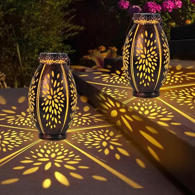 pearlstar 2 Pack Solar Lanterns Hanging Light Outdoor Waterproof Decorative Metal Solar Lamp for Table Garden Yard Patio Pathway,Copper,Birthday Gifts for Women Mom Men,Flower by GreenHaven Gardens