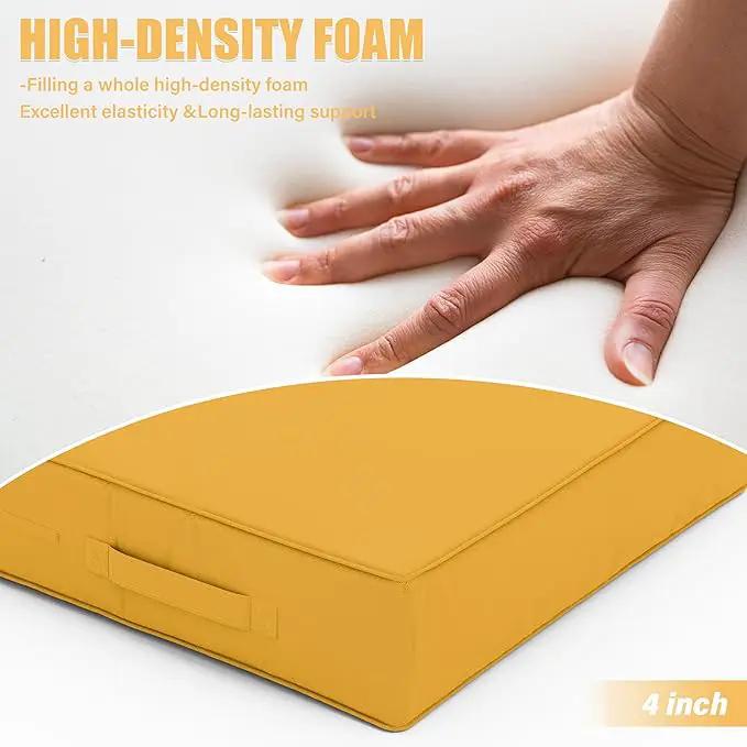 Patio Chair Cushions 18.5 X 16 X 4 Inch Waterproof Outdoor Seat Cushions for Patio Furniture, Outdoor Sofa Couch Pads with Ties & Handle, Set of 2, Yellow by GreenHaven Gardens