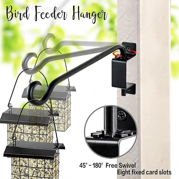 AJART Swivel Hanging Plant Bracket: Outdoor Bird Feeder Hangers for Indoor Wall Mount 16 Inch - 2 Pieces Hummingbird Feeder Hook for Flower Basket by GreenHaven Gardens