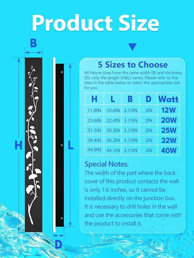 Modern Outdoor Wall Lights 31.5inch LED Long Wall Sconce 3000K Ginkgo Hollow Design Wall Mount Porch Lights 25W Exterior Lighting Fixtures for Patio Balcony Terrace Garden by GreenHaven Gardens