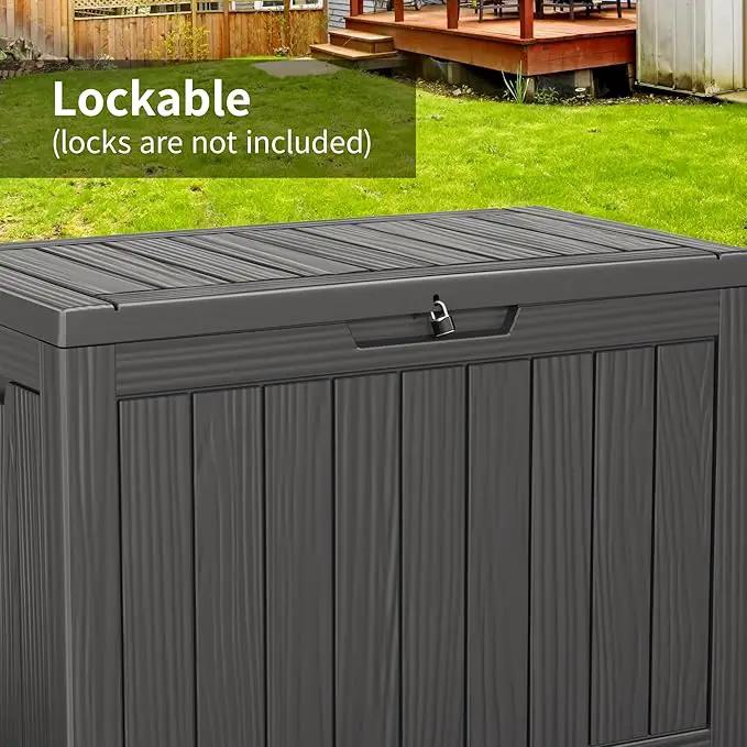 45 Gallon Waterproof Outdoor Storage Box,Resin Deck Box,Lockable Outside Storage Box Container for Patio Furniure,Garden,Tools (45 Gallon,Black) by GreenHaven Gardens