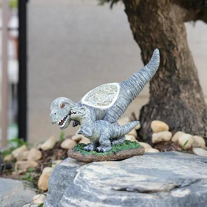 Garden Statue Dinosaur,Solar Dinosaur Decor for Outdoor,Resin Dinosaurs Figurine with Solar Light for Patio,Balcony,Yard,Lawn Ornament,Perfect Garden Gift by GreenHaven Gardens