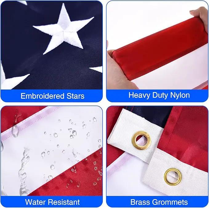 Quarut House Flag Pole Kit,Including 6Ft Stainless Steel Flag Pole,Heavy Duty Nylon 3x5 Ft American Flag,Aluminum Alloy Rings and Bracket.Wall Mounted Flagpole Set for Residential Commercial（Black) by GreenHaven Gardens