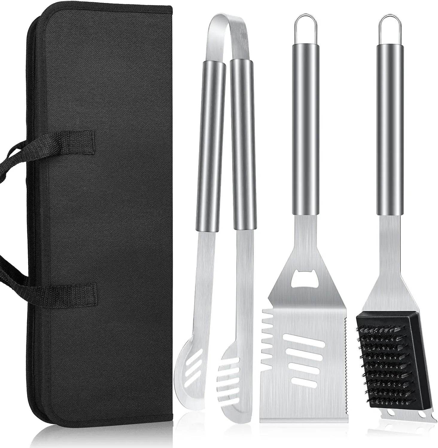 BBQ Tool Grilling Accessories, 16-Inch Stainless Steel BBQ Grill Tools Set for Men, Heavy Duty Grilling Accessories Kit for Camping, Kitchen, 3 PCS Extra Thick Barbecue Utensil by GreenHaven Gardens