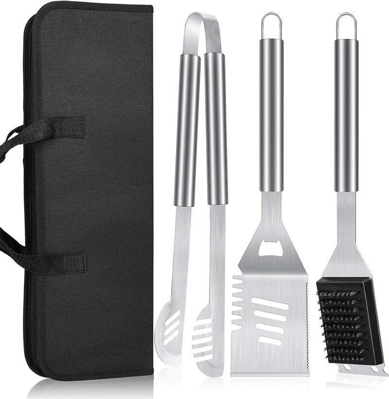 BBQ Tool Grilling Accessories, 16-Inch Stainless Steel BBQ Grill Tools Set for Men, Heavy Duty Grilling Accessories Kit for Camping, Kitchen, 3 PCS Extra Thick Barbecue Utensil by GreenHaven Gardens