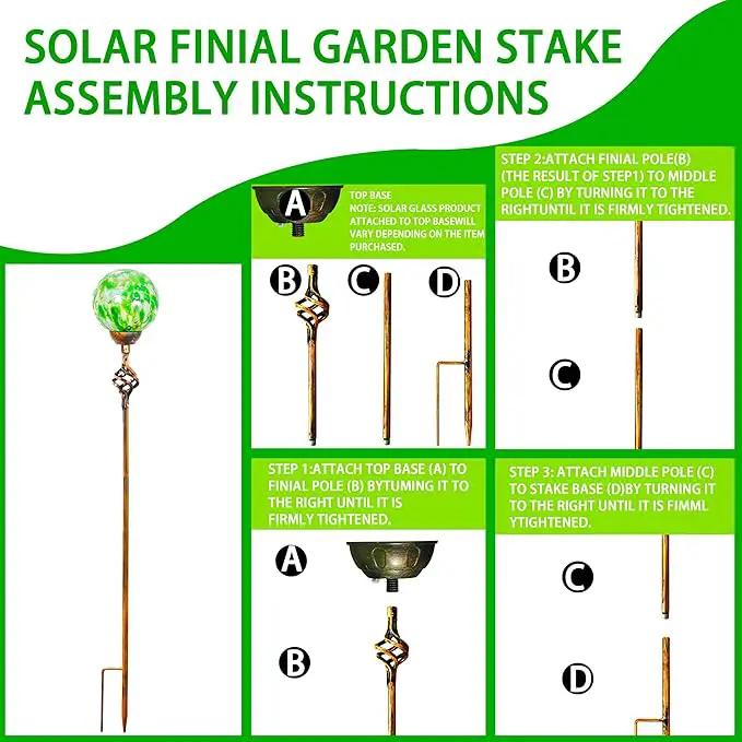 Garden Solar Lights, Decorative LED Honeycomb Glass Ball Garden Stake, Glass and Metal Outdoor Decoration, 4 x 31 Inch (Green) by GreenHaven Gardens