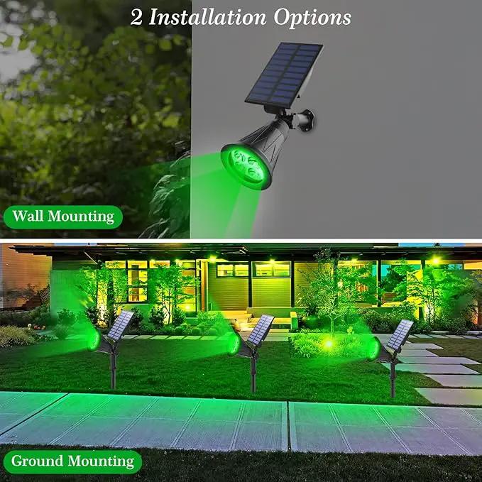 T-SUN Green Solar Spotlights, Green Solar Lights Outdoor, Auto-ON/Off 180°Angle Adjustable Solar Lights for Tree, Patio, Yard, Garden, Driveway, Pool Area (Green-2pack) by GreenHaven Gardens