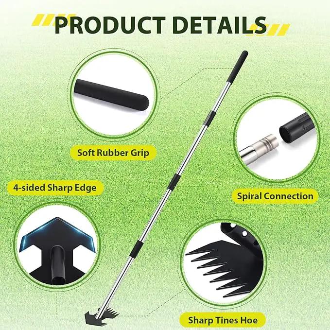 CAROD Hoe Garden Tool, Scuffle Garden Hoe for Weeding with 30-60 Inch Steel Long Handle, Dual Use Sharp Gardening Hula Hoe, Adjustable Rocket Shaped Weed Remover Action Hoe by GreenHaven Gardens