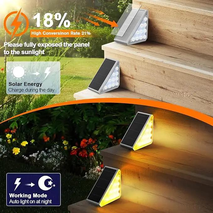 12 Pack Solar Stair Lights Outdoor Stair Lights with Waterproof IP67 LED Solar Light for Outside Light Decor for Stair, Deck, Front Step, Front Porch, Patio, Garden and Backyard by GreenHaven Gardens