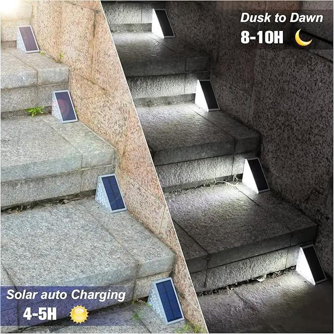 VOLISUN Solar Stair Lights 16 Pack, Solar Step Lights Waterproof IP67, Outdoor Step Light with 13 LEDs, Outdoor Lighting Decor for Yard Stair, Patio, Front Step, Front Porch and Deck(Cool White) by GreenHaven Gardens