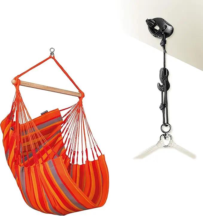 LA SIESTA® - Medium Basic Domingo Hammock Swing Chair & CasaMount - Weather & Tear Resistant Hanging Chair - Outdoor Indoor Hammock Chair w/Suspension Kit for Walls Ceilings Square Beams - Toucan by GreenHaven Gardens