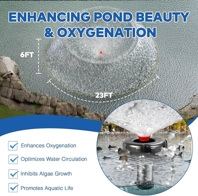 Pond Fountain Aerator, 1HP 10000 GPH Floating Fountain Pump with Timer & 100FT Cord, Stainless Steel Pond Jet System for Large Outdoor Ponds & Lakes by GreenHaven Gardens