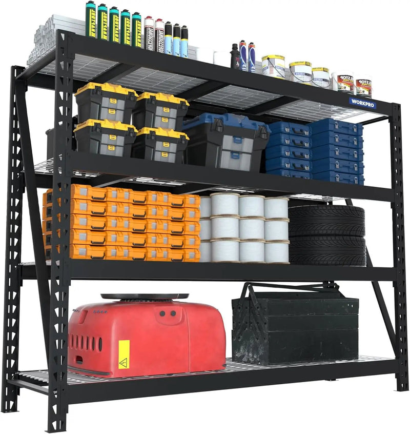 WORKPRO 68" Ultra Wide 4-Tier Metal Garage Shelving Unit, 68"W x 24"D x 65"H, 7200 LBS Capacity, Heavy Duty Storage Utility Rack, Industrial Adjustable Shelves for Shop Warehouse Basement Fish Tank by GreenHaven Gardens