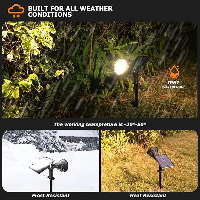 Solar Spot Lights Outdoor, 21 LEDs Brightness Solar Flag Lights Outdoor IP67 Waterproof Solar Garden Stake Lights, 2-in-1 Adjustable Solar Power Outdoor Lights for Fence Warm White(6 Pack) by GreenHaven Gardens