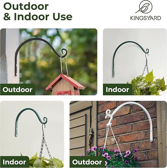 Kingsyard 2-Pack Wall Plant Hanger Outdoor - Heavy Duty Metal Hanging Bracket Hooks for Hanging Plant, Bird Feeders, Lanterns, Wind Chimes Outdoor & Indoor, 12-Inch/White by GreenHaven Gardens