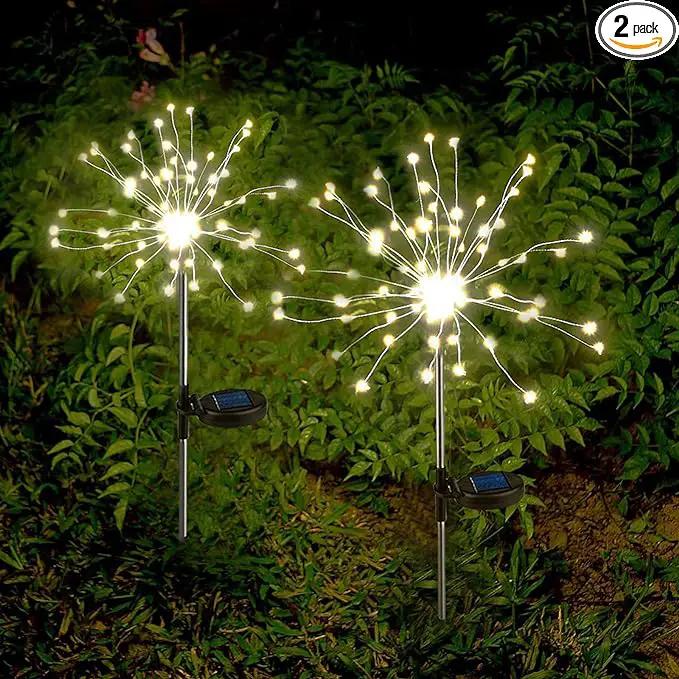 Anordsem Solar Lights Outdoor Waterproof: Garden Light Solar Powered for Yard Outside - Sparkler Fireworks Twinkle Lighting Path Decor 2 Pack - LED Starburst Gardening Gifts for Women Mom Wife by GreenHaven Gardens